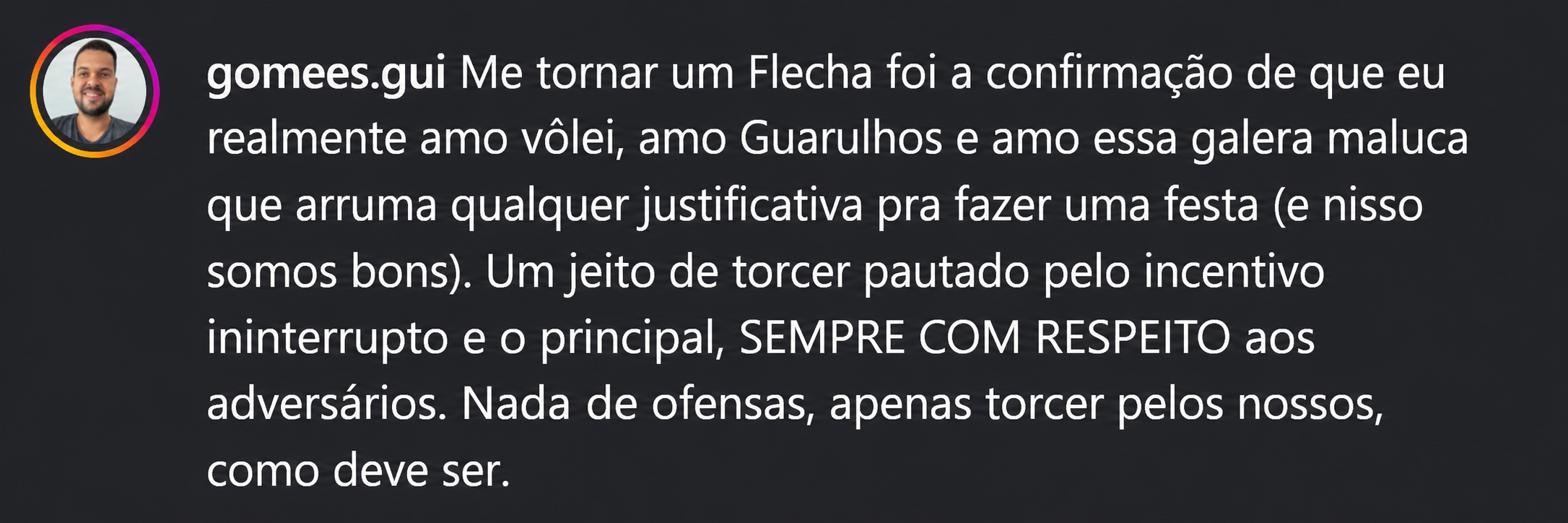 Comentário de @gomees.gui sobre a Fúria Flecha, no Instagram